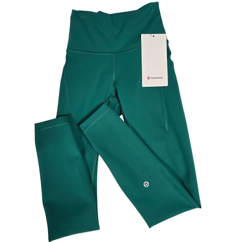Lululemon Wunder Train HR Tight 25" Pockets Caspian Green Size 2 NWT